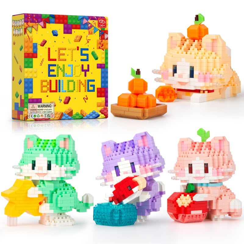 HIGH GODO Fortune Cat Building Set Animal Party Favors Building Blocks 4 Pack Cat Toys Goodie Bag Stuffers Classroom Prize Box Gifts for Adults Teens Age 14 - Image 3