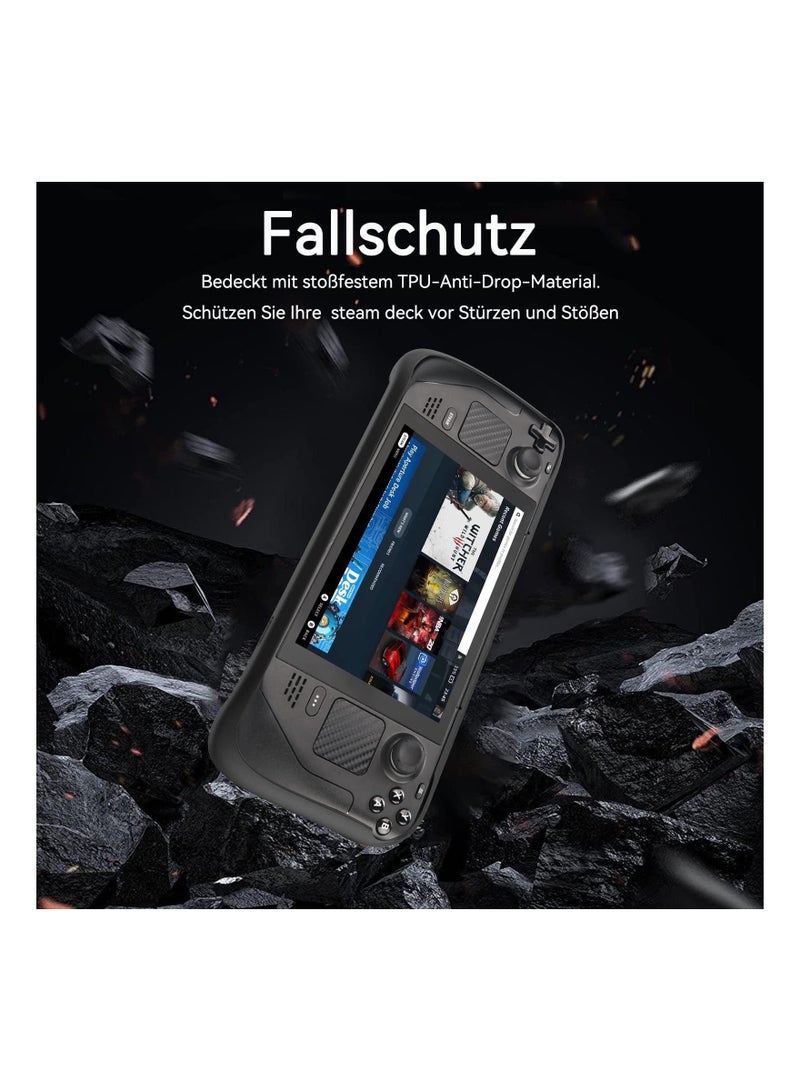Captaintech Foldable Kickstand Protective Case for Steam Deck, TPU Cover Shockproof Non-Slip Anti-Collision Design Steam Deck Accessories, Black - Image 5