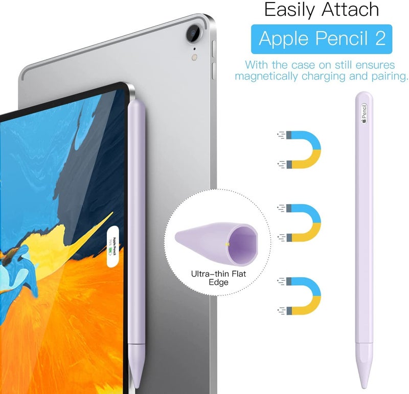 Meyaar Cute Ear Case Silicone Skin Cover for Apple Pencil 2nd Generation, and Protective Nib Cover Accessories Compatible with iPad Pro 11 12.9 inch, (Purple) - Image 4