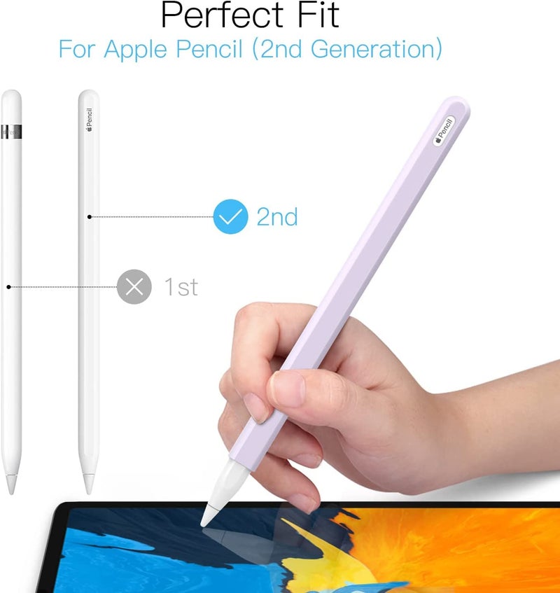 Meyaar Cute Ear Case Silicone Skin Cover for Apple Pencil 2nd Generation, and Protective Nib Cover Accessories Compatible with iPad Pro 11 12.9 inch, (Purple) - Image 2