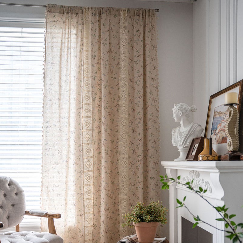 Semi-Sheer Floral Cutout Stitched Curtain with Rod Pocket for American Style Window - Image 4