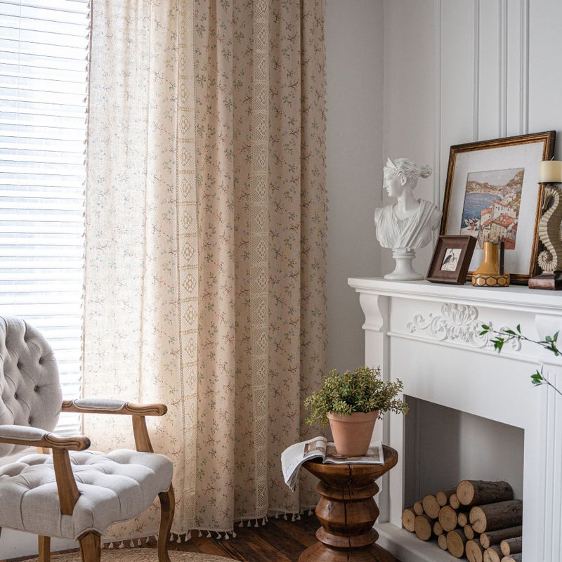 Semi-Sheer Floral Cutout Stitched Curtain with Rod Pocket for American Style Window - Image 5