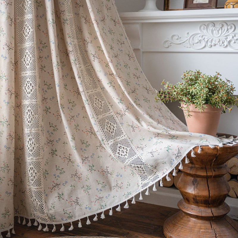 Semi-Sheer Floral Cutout Stitched Curtain with Rod Pocket for American Style Window - Image 2