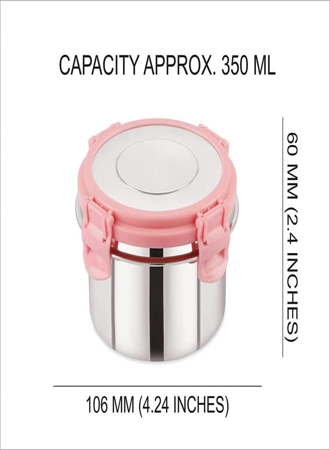 Dhavl Leak Proof Click and Seal Lock Stainless Steel Storage/Air Tight Tiffin Container/Lunch Container with Steel lid (350 ml (Pack of 2)) - Image 2