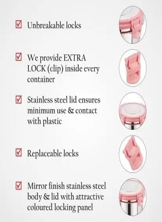 Dhavl Leak Proof Click and Seal Lock Stainless Steel Storage/Air Tight Tiffin Container/Lunch Container with Steel lid (350 ml (Pack of 2)) - Image 4