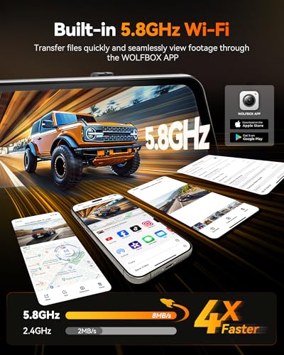WOLFBOX G900 Tripro Cabin Version 3 Channel 4K Rear View Mirror Camera,8MP STARVIS IMX678 Night Vision,4K+1080P+2.5K Front Inside and Rear Mirror Dash Cam,5.8GHz WiFi,Voice Control,Includes 256GB Card - Image 5