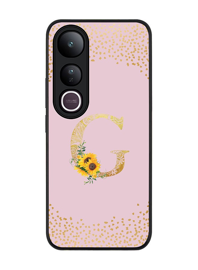Stylizedd For vivo V50 Lite Case,Slim fit Camera Protection, Shockproof Thin Phone cover  - Custom Floral Monogram - G  (Pink )