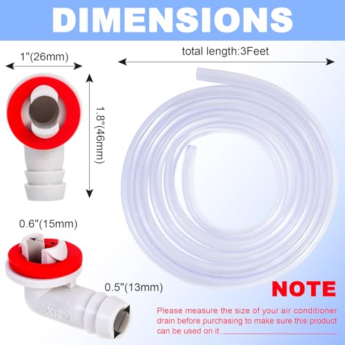 FullMayPro 3 Feet Air Conditioner Drain Hose, 3/5 '' Portable AC Drain Hose Connector,2.0MM Thick,Not Easily Deformed,Replacement for Universal Mini-Split AC Unit & Window Air Conditioning Unit - Image 2