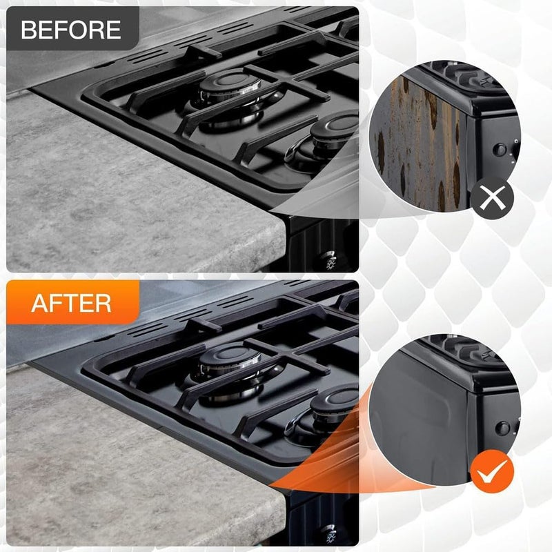 Goodern Stainless Steel Stove Gap Covers,2 Pcs Telescoping Stove Gap Filler Kitchen Oven Counter Side Gap Filler Heat Resistant Guard Easy Clean Range Trim Kit,Adjustable Length 35cm to 70cm-Black - Image 3