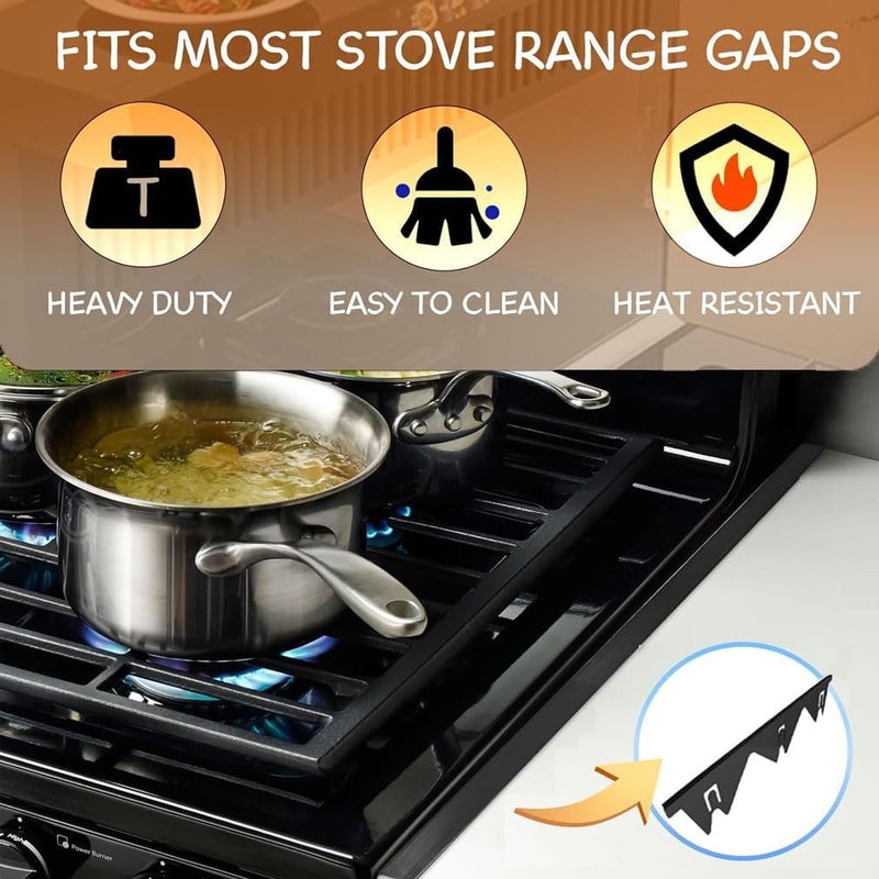 Goodern Stainless Steel Stove Gap Covers,2 Pcs Telescoping Stove Gap Filler Kitchen Oven Counter Side Gap Filler Heat Resistant Guard Easy Clean Range Trim Kit,Adjustable Length 35cm to 70cm-Black - Image 5