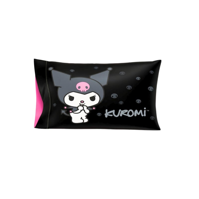 Franco Collectibles Hello Kitty & Friends My Melody & Kuromi Beauty Silky Satin Standard Reversible Pillowcase Cover 20x30 for Hair and Skin, (Officially Licensed Product) - Image 1