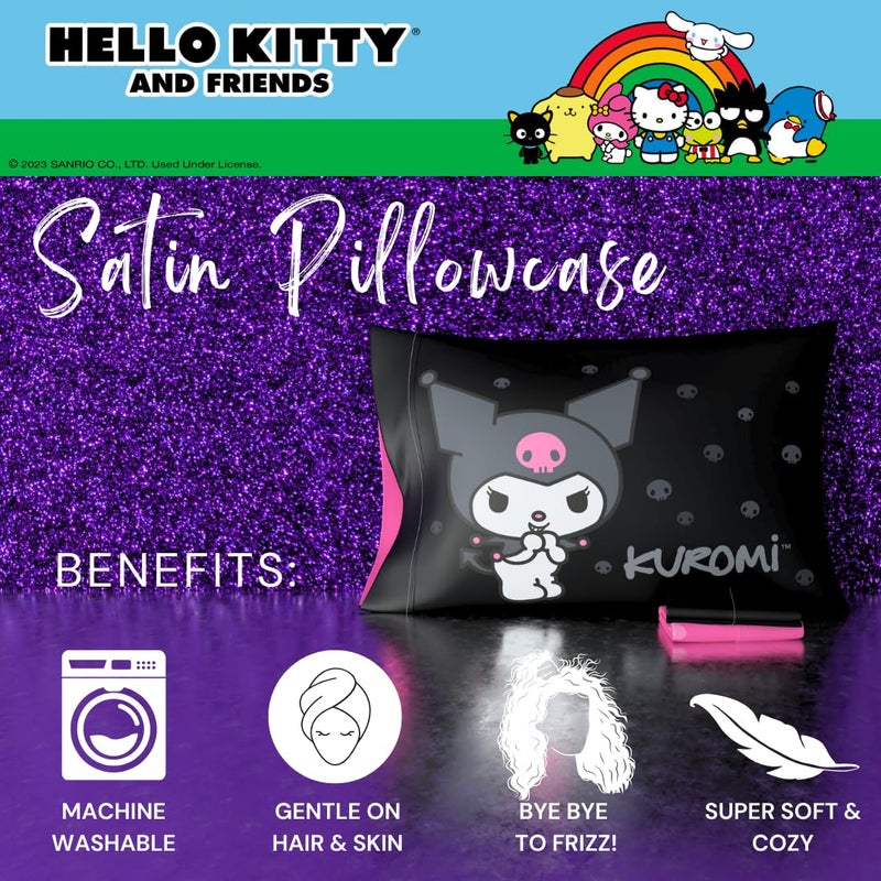 Franco Collectibles Hello Kitty & Friends My Melody & Kuromi Beauty Silky Satin Standard Reversible Pillowcase Cover 20x30 for Hair and Skin, (Officially Licensed Product) - Image 2