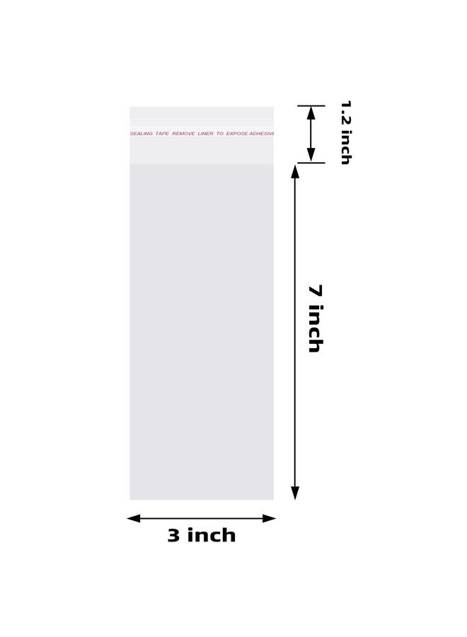 موريباك أكياس سيلوفان ذاتية اللصق ذاتية اللصق مقاس 3 × 7 بوصات أكياس سيلوفان شفافة قابلة للإغلاق 200 قطعة - Image 2