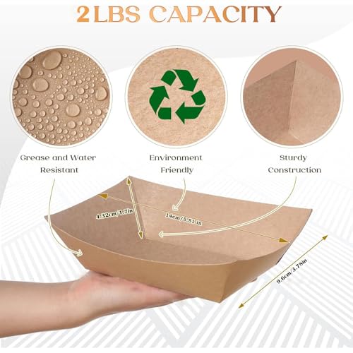Aakriti Food Boat Trays Kraft Paper Brown - Disposable Eco-Friendly Serving Trays for Parties, Events, Takeaways, and Snacks (100, Extra Small) - Image 2