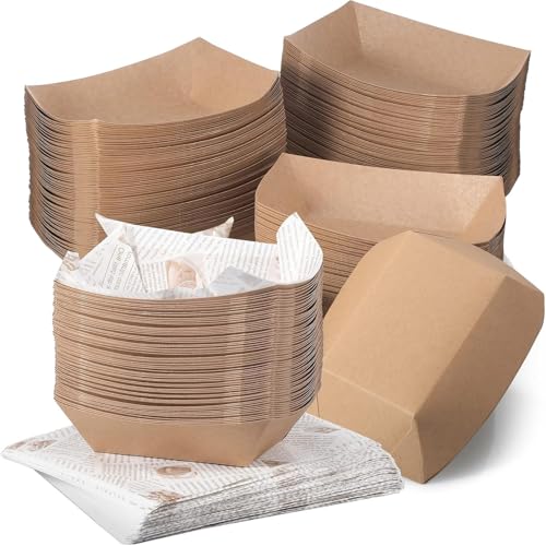 Aakriti Food Boat Trays Kraft Paper Brown - Disposable Eco-Friendly Serving Trays for Parties, Events, Takeaways, and Snacks (100, Extra Small) - Image 1