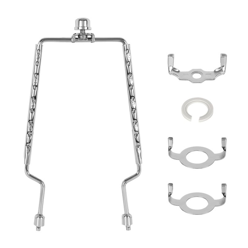 ALUCSET 8 9 10 11 12 inch Lamp Shade Harp Holder ALUCSET Adjustable Lamp Harp Kit Fit Both Standard Lamp Rod and E14 E26 E27 Light Base UNO Fitter Adapter Converter Finial Set Lampshade Bracket