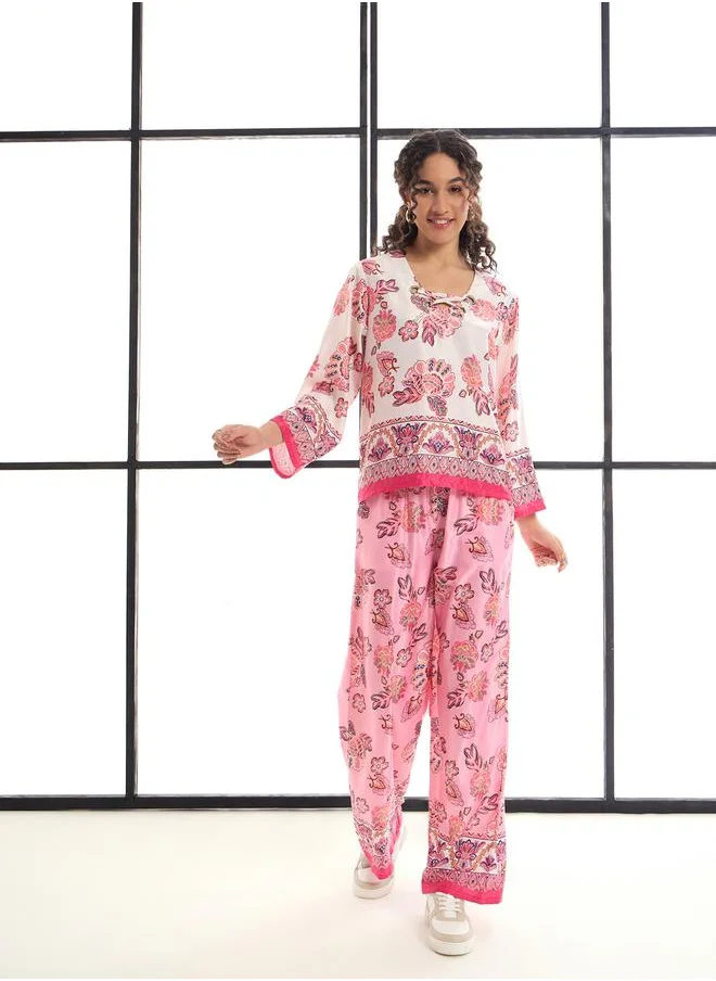 ساسافراس Floral Print Top & Pants Co-Ords