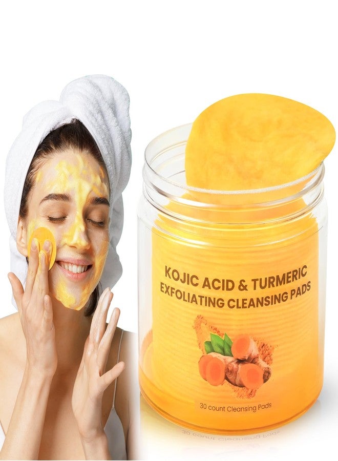AUSLKA Turmeric Kojic Acid Cleansing Pads, Face Scrub Pads Cleansing Oil Brighten Skin Tone, Turmeric Face Scrub Pads Reduce Pimple and Blackhead - Image 1
