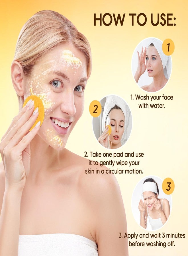 AUSLKA Turmeric Kojic Acid Cleansing Pads, Face Scrub Pads Cleansing Oil Brighten Skin Tone, Turmeric Face Scrub Pads Reduce Pimple and Blackhead - Image 5