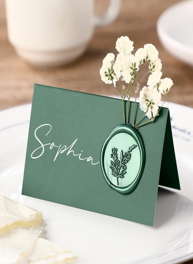 Marspark Wedding Place Cards with Wax Seal Table Setting Place Name Card for Christmas Wedding Name Card Birthday Dinner Parties Decorations(Green,50 Pack) - Image 1
