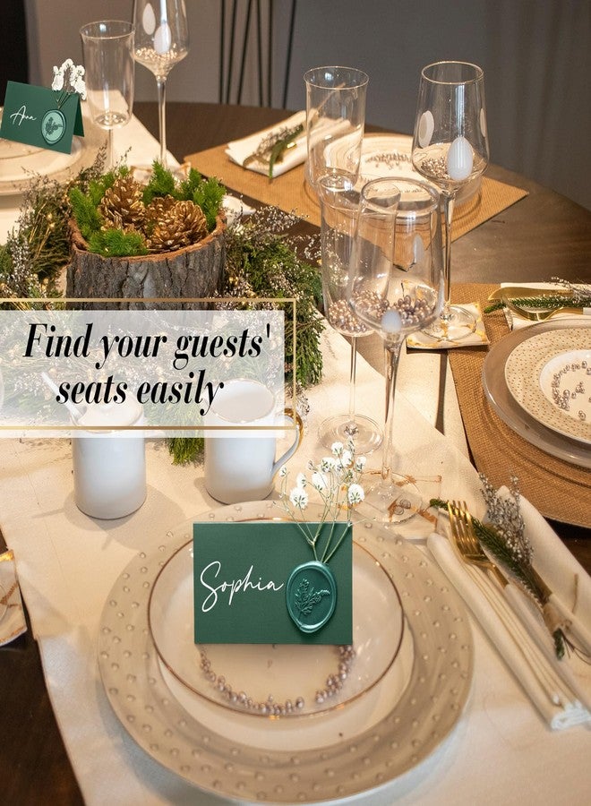 Marspark Wedding Place Cards with Wax Seal Table Setting Place Name Card for Christmas Wedding Name Card Birthday Dinner Parties Decorations(Green,50 Pack) - Image 3
