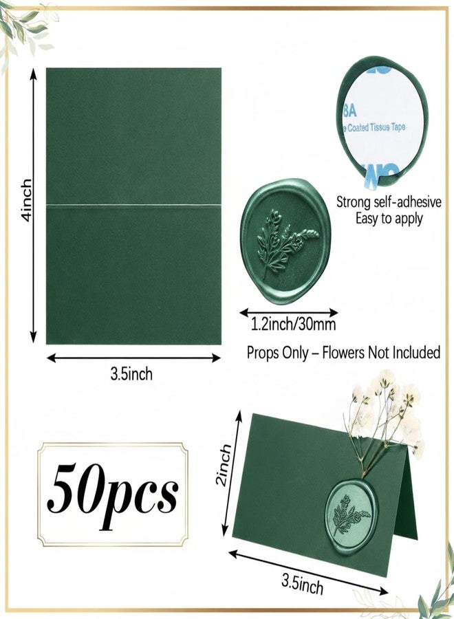 Marspark Wedding Place Cards with Wax Seal Table Setting Place Name Card for Christmas Wedding Name Card Birthday Dinner Parties Decorations(Green,50 Pack) - Image 2