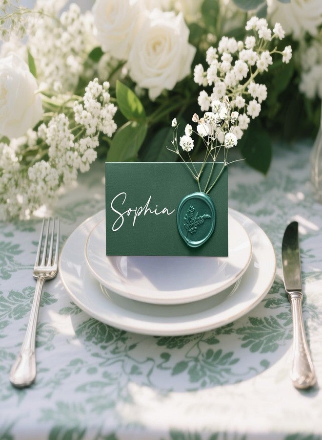 Marspark Wedding Place Cards with Wax Seal Table Setting Place Name Card for Christmas Wedding Name Card Birthday Dinner Parties Decorations(Green,50 Pack) - Image 4