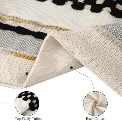 Tosleo Beige and Black Throw Pillow Covers 18x18 Set of 2 Boho Striped Decorative Pillow Cases Accent Chenille Pillowcases Farmhouse Patterned Cushion Case Bohemian Nuetral Textured Pillow Cover - Image 3