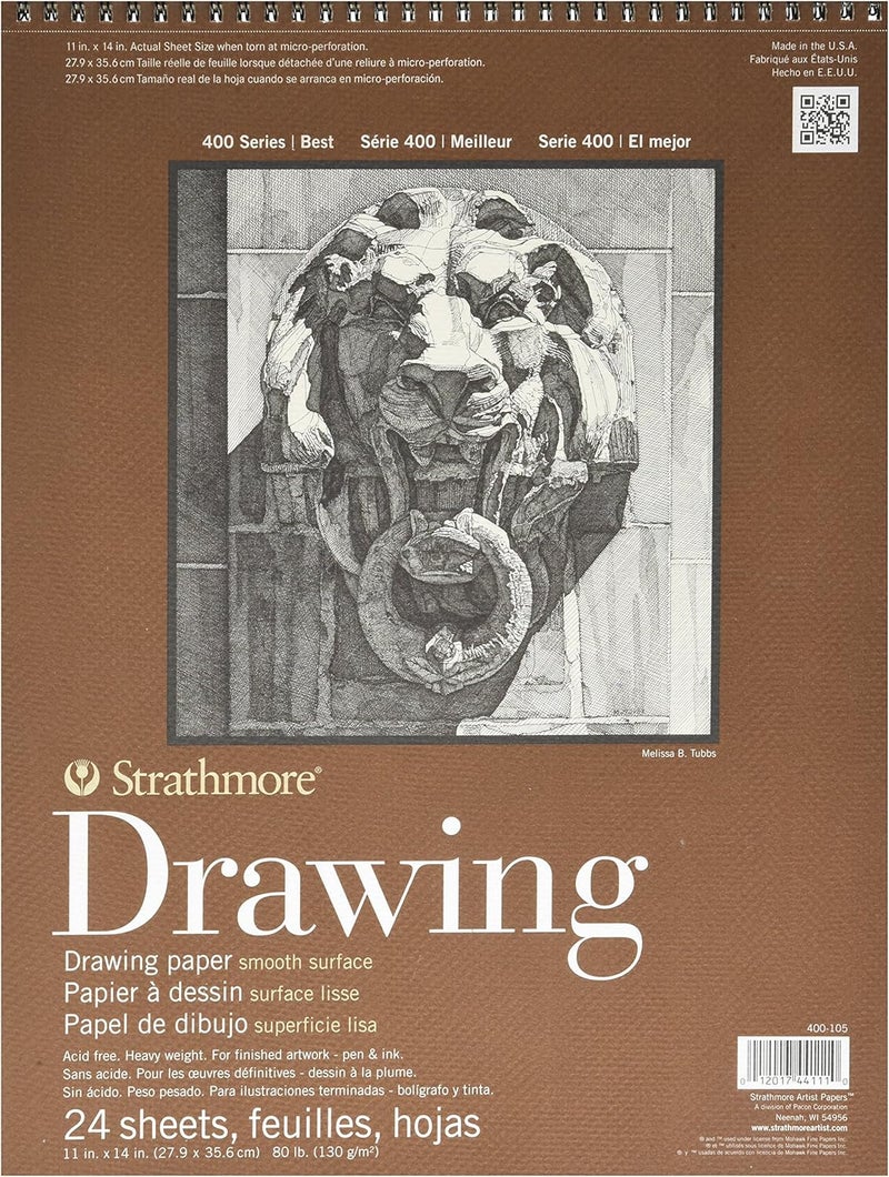 (400-105 400 Series Drawing, Smooth Surface, 11x14, White, 24 Sheets