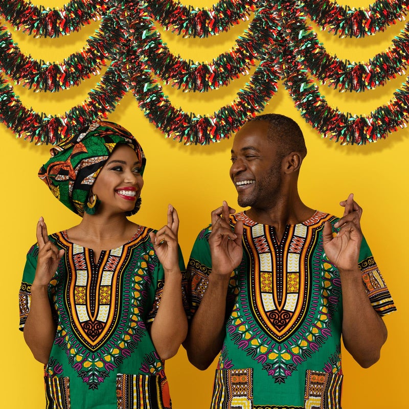 XunYee 2 Pcs 39.4 ft Black History Month Tinsel Garland Black Green Yellow Shiny Metallic Garland Hanging Decorations for History African American National Arty Home Holiday Decor - Image 4