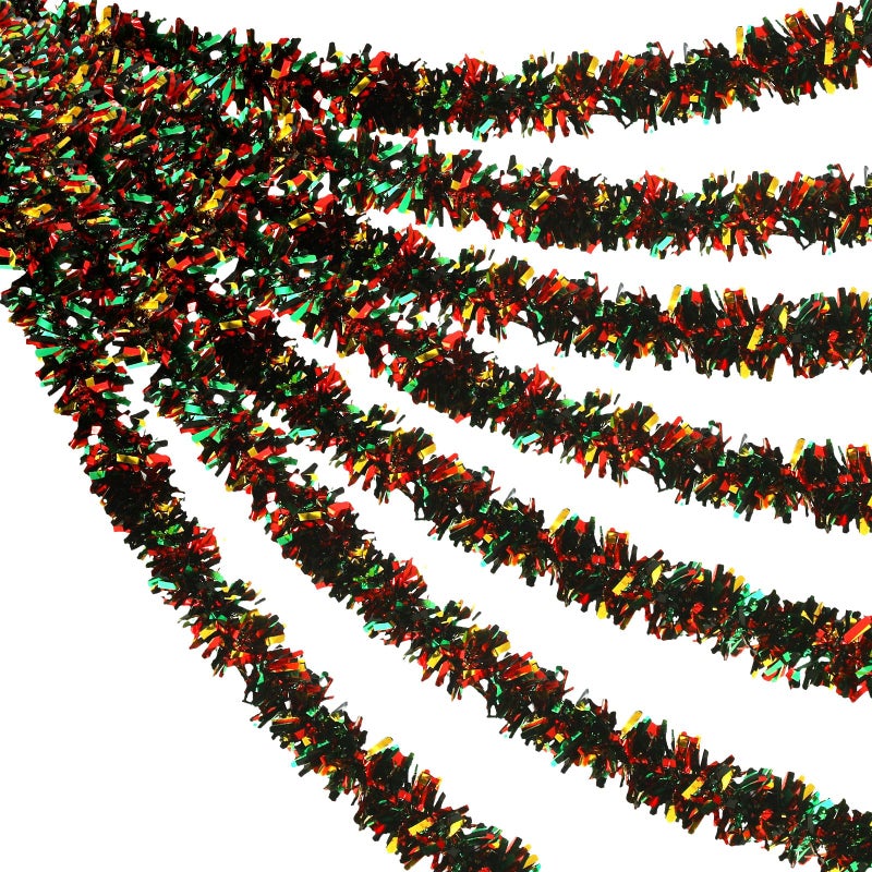 XunYee 2 Pcs 39.4 ft Black History Month Tinsel Garland Black Green Yellow Shiny Metallic Garland Hanging Decorations for History African American National Arty Home Holiday Decor - Image 1