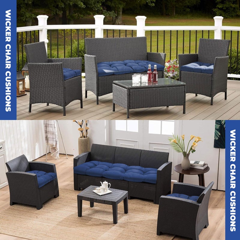 DANGHOOGY Wicker Chair Cushions, Waterproof Outdoor Loveseat Cushions for Patio Furniture, 3 Pieces Wicker Furniture Cushions, 1 Loveseat and 2 U-Shaped Cushions, Blue - Image 5