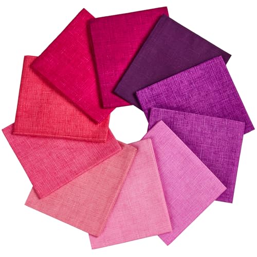 Craftido - 11 Options Solids with Tweed Tonals - Assorted Color Cotton Quilting Fabric Bundles 10pcs Fat Quarters 18"x21" - Medium Weight 5.2oz-for Quilting, Sewing and Crafts-Wildberry(Pinks+Purples) - Image 2