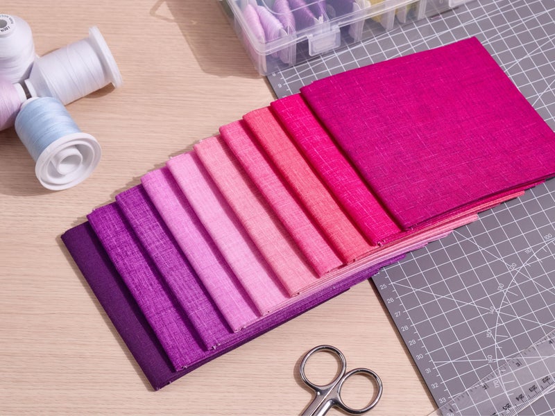 Craftido - 11 Options Solids with Tweed Tonals - Assorted Color Cotton Quilting Fabric Bundles 10pcs Fat Quarters 18"x21" - Medium Weight 5.2oz-for Quilting, Sewing and Crafts-Wildberry(Pinks+Purples) - Image 5