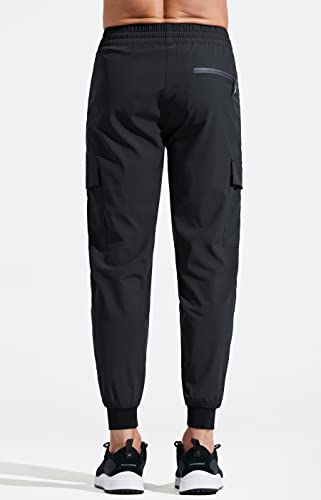 Libin Men's Lightweight Joggers Quick Dry Cargo Hiking Pants Track Running Workout Athletic Travel Golf Casual Outdoor, Black XL - Image 2