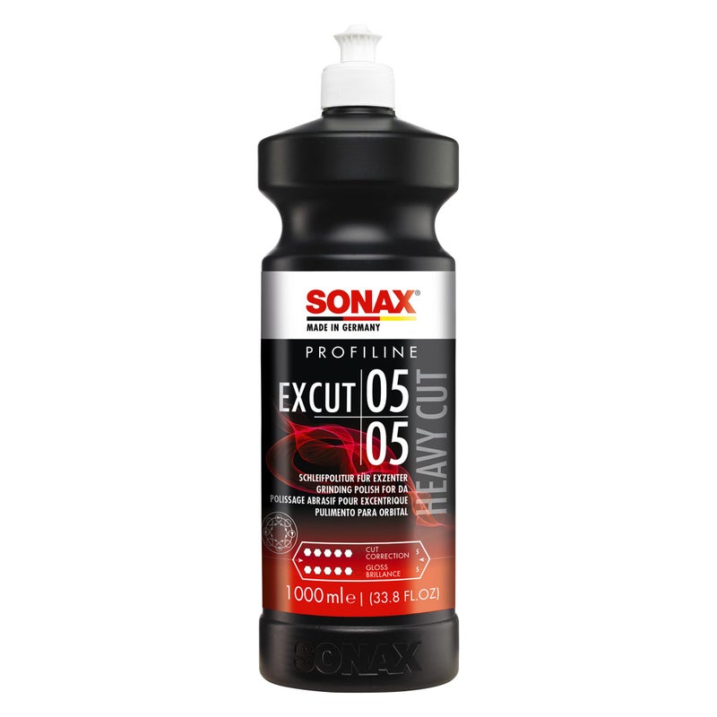 SONAX Profiline ExCut 0505 Heavy Cut Compound for Deep Scratch Swirl Removal HighGloss Finish Removes P1500 Sanding Marks Scratches Etching SiliconeFree Low Dust 245300 1L - Image 2