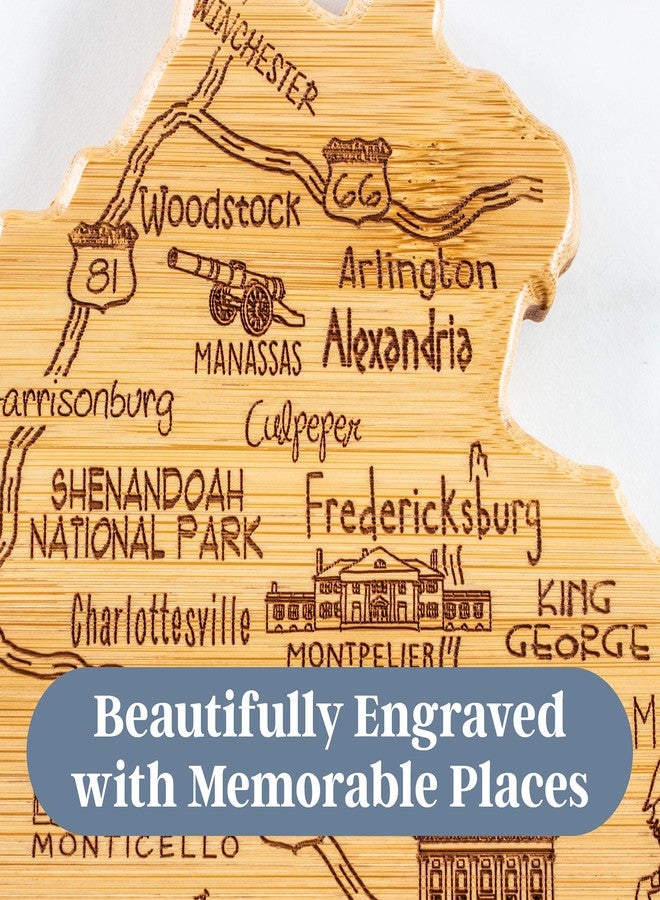 Totally Bamboo Destination Virginia State Shaped Cutting Board, Charcuterie and Cheese Serving Board - Virginia Gift for Home Décor or Everyday Kitchen Use - Image 3
