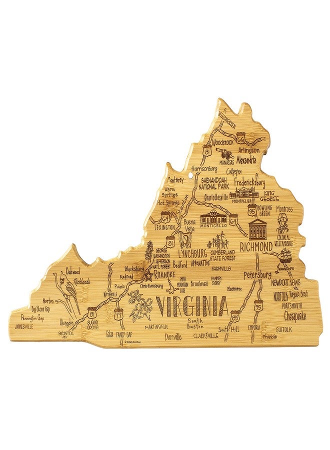 Totally Bamboo Destination Virginia State Shaped Cutting Board, Charcuterie and Cheese Serving Board - Virginia Gift for Home Décor or Everyday Kitchen Use - Image 1