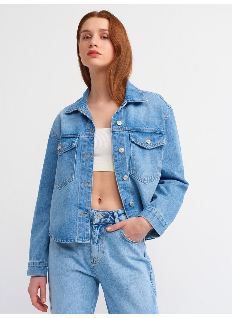 Dilvin 50719 Denim Shirt with Pockets-Blue  - Image 1
