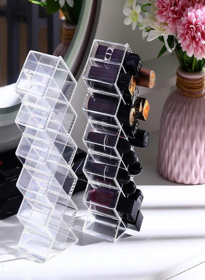 Cloudzy Lipstick Holder 16 Grid Acrylic Fish Shape Lip Gloss Storage Organizer Compact Lipstick Storage Box Perfect for Makeup Cosmetic Vanity and Dresser Display Pack of (4) - Image 4