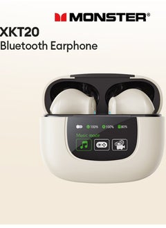 Monster XKT20 Wireless Bluetooth Earbuds Gaming Headphones Deep Bass Low Latency Game Headset with Built-in Microphone Noise Canceling Ivory