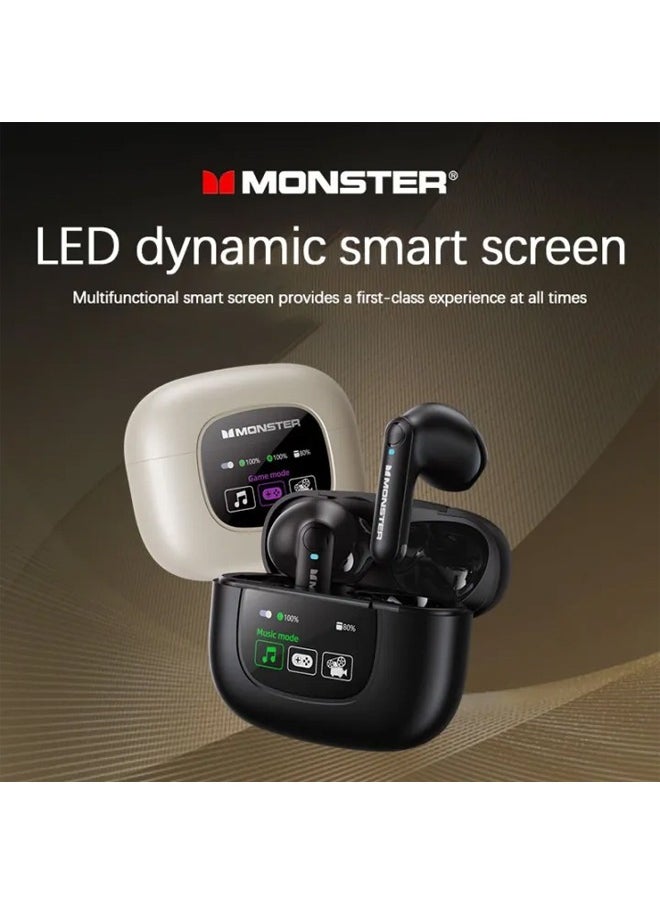 Monster - Monster XKT20 Wireless Bluetooth Earbuds Gaming Headphones Deep Bass Low Latency Game Headset with Built-in Microphone Noise Canceling Ivory - Image 1