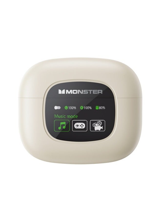 Monster - Monster XKT20 Wireless Bluetooth Earbuds Gaming Headphones Deep Bass Low Latency Game Headset with Built-in Microphone Noise Canceling Ivory - Image 1