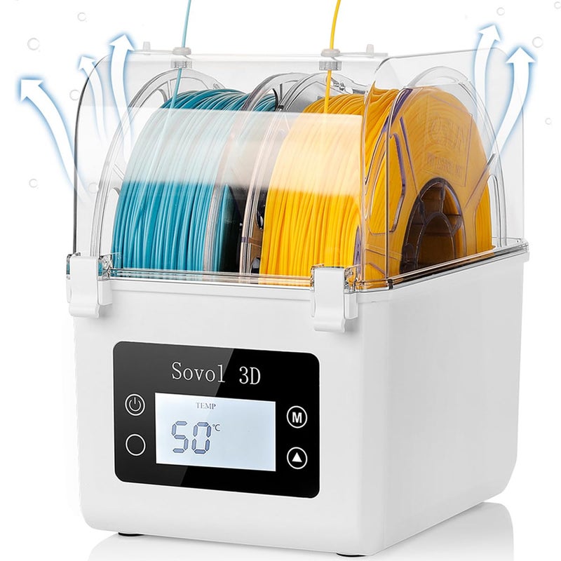 Sovol Filament Dryer 2025 SH01 Filament Dehydrator 3D Printer Spool Holder with Upgraded Fan Dry Box for Keeping Filament Dry Compatible with 175mm 285mm PLA PETG TPU ABS