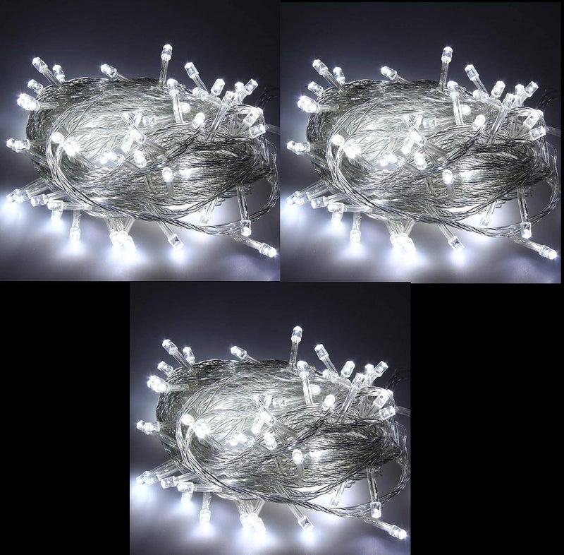 VELOCIOUS Velocious LED Pixel String Light 40ft White Color Rice Light for Diwali Christmas Home Decoration Indoor Outdoor Usage Rice String WhitePack of 3  - Image 1