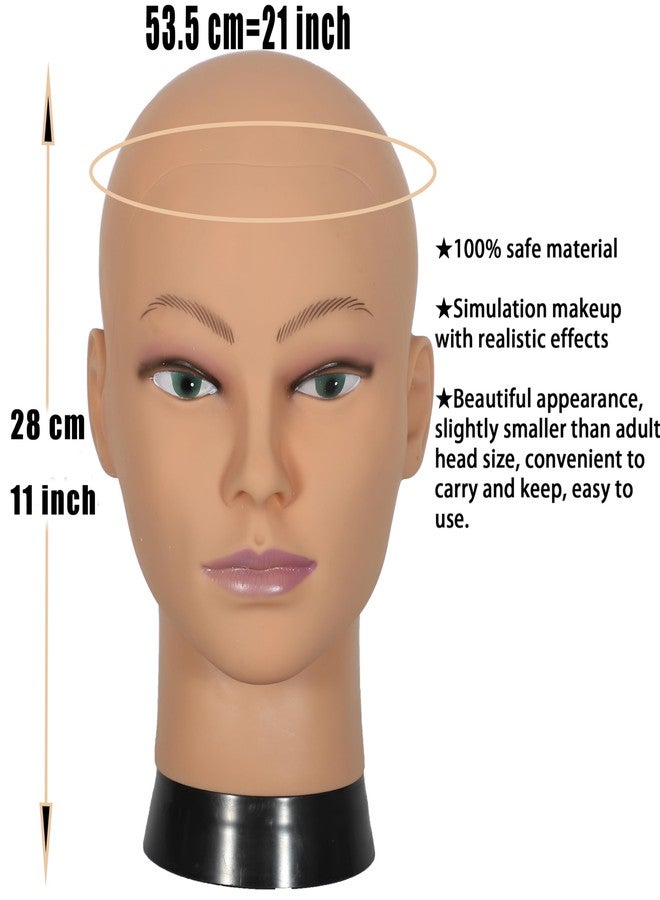 simnient Bald Mannequin Head Stand Professional Cosmetology Wig Training Head for Wig Making and Display Hat Glasses Scarf Jewelry Model Head with Free Clamp - Image 3