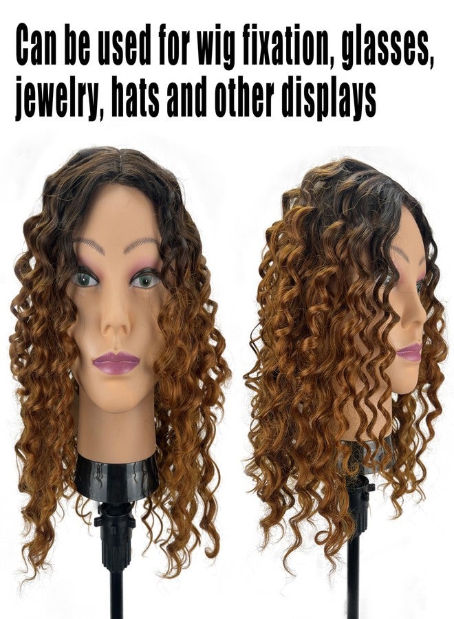 simnient Bald Mannequin Head Stand Professional Cosmetology Wig Training Head for Wig Making and Display Hat Glasses Scarf Jewelry Model Head with Free Clamp - Image 4