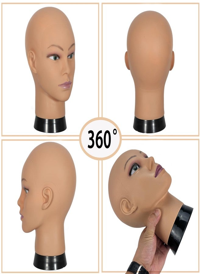 simnient Bald Mannequin Head Stand Professional Cosmetology Wig Training Head for Wig Making and Display Hat Glasses Scarf Jewelry Model Head with Free Clamp - Image 2