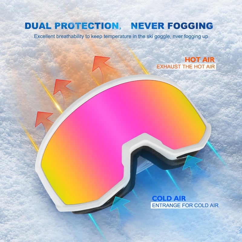 EXP VISION Ski/Snowboard Goggles, Anti-Fog Snow Goggles for Men & Women - Perfect for Skiing, Snowboarding & Winter Sports - Image 4