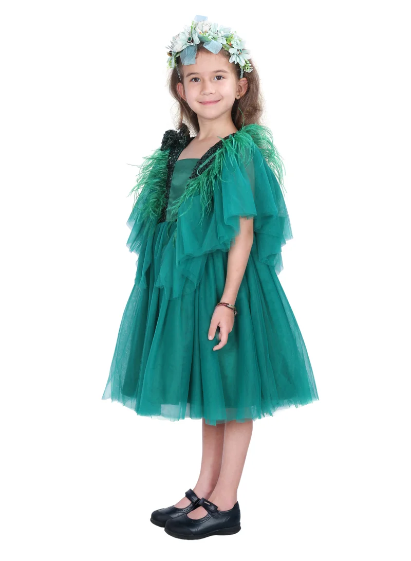 D'Daniela Feathered Tulle Dress
